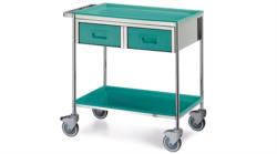 STAINLESS STEEL TROLLEY WITH 2 HORIZONTAL DRAWERS 
