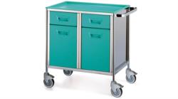 STAINLESS STEEL TROLLEY WITH TWO DOORS AND TWO DRAWERS