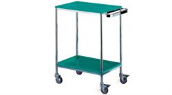 CHROMED TROLLEY WITH TWO ABS SHELVES 