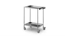 STAINLESS STEEL TROLLEY WITH 2 SHELVES