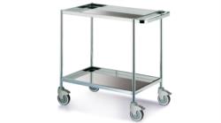 STAINLESS STEEL TROLLEY WITH 2 TRAYS 