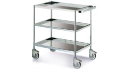 STAINLESS STEEL TROLLEY WITH 3 TRAYS