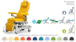 BLOOD DONOR CHAIR WITH HYDRAULIC HEIGHT ADJUSTMENT, SECTIONS INDEPENDENT ADJ. BY GAS, TRENDELENBURG