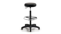 STOOL WITH FOOT REST RING, HEIGHT ADJUSTMENT THROUGH GAS SPRING, BASE WITH FEET